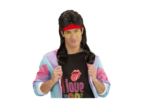 Czerwona opaska sportowa z czarnymi kręconymi włosami