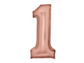 Foil balloon satin number 1 pink gold - 86 cm - 1 pc.