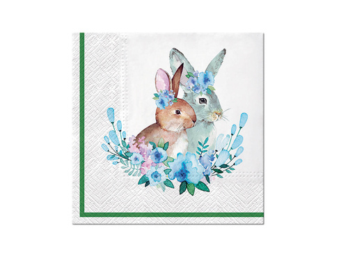 Easter napkins Bunnies in flowers - 33 cm - 20 pcs.