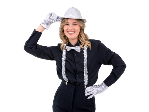 Kapelusz z cekinami srebrny - 1 szt.