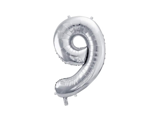 Number 9 silver Foil Balloon - 72 cm - 1 pc