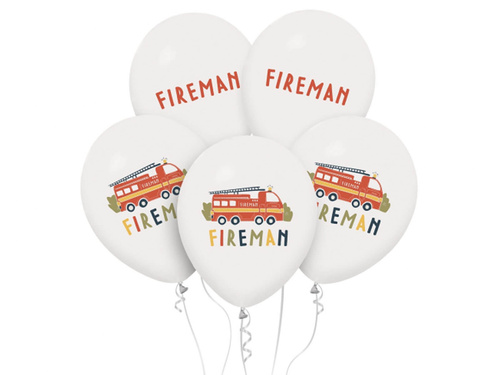 Fireman Fire Department latex balloons - 30 cm - 5 pcs.