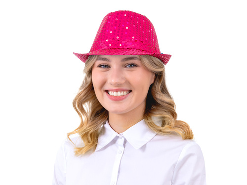 Kapelusz z cekinami różowy - 1 szt.