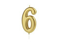 Gold number candle - 6 - 1 piece.
