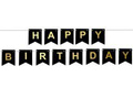 Black flag banner with the inscription Happy Birthday - 190 cm - 1 pcs.