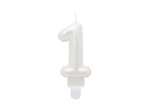 Pearl number candle white - 1 - one