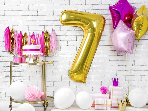 Number candle with glitter - 7 - 1 piece.