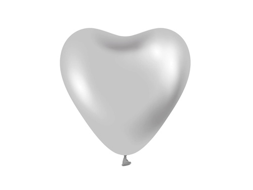 Silver platinum latex hearts balloons - 30 cm - 6 pcs.