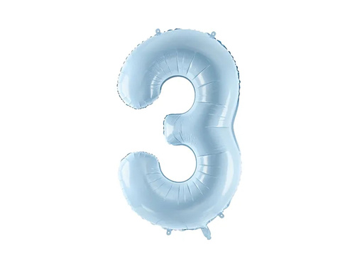 Number 3 Sky blue Foil Balloon - 72 cm - 1 pc