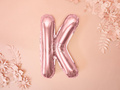 Balon foliowy litera "K" różowo-złota - 35 cm