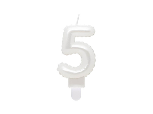 Pearl number candle white - 5 - five