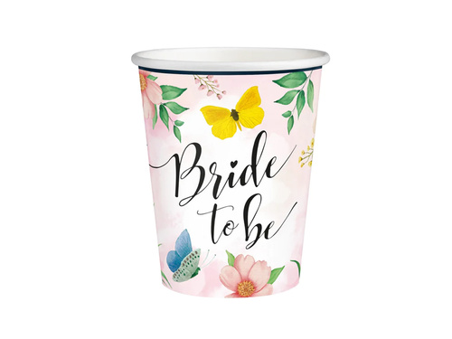 Kubeczki papierowe w kwiaty Bride to be - 220 ml - 6 szt.