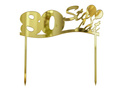 Gold mirrored plexiglass topper for 80th birthday cake