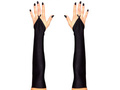 Satynowe rękawiczki karnawałowe czarne bez palców