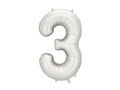 Balon foliowy srebrna cyfra 3 - 86 cm - 1 szt.