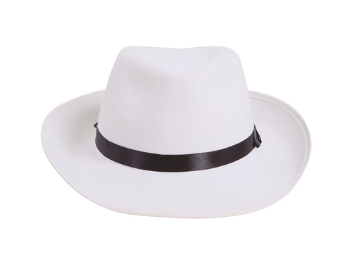 Kapelusz gangstera biały z czarną lamówką - 1 szt.