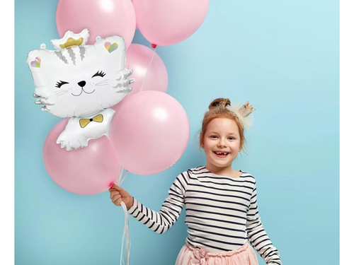 Balon foliowy Biały kotek - 39 x 49 cm - 1 szt.
