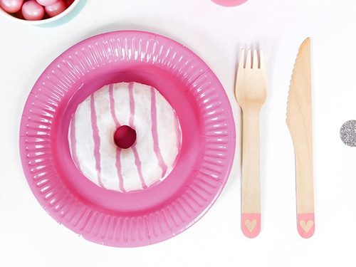 Set of wooden cutlery Hearts of blush pink - 18 pcs.