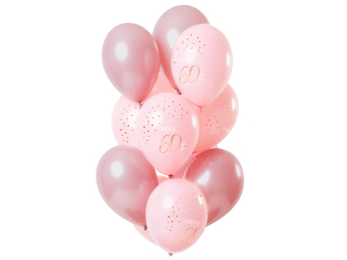 Set of Happy 60th balloons pink - 30 cm - 12 pcs.