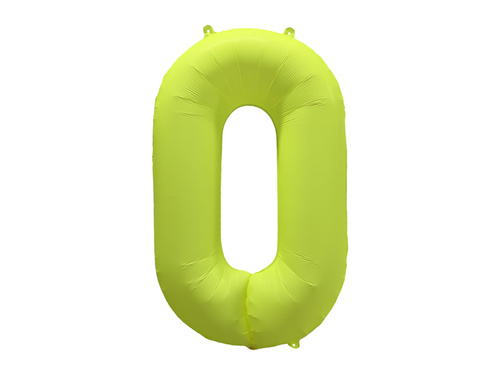 Large Number 0 Neon Yellow Foil Balloon - 86 x 70 cm - 1 pc