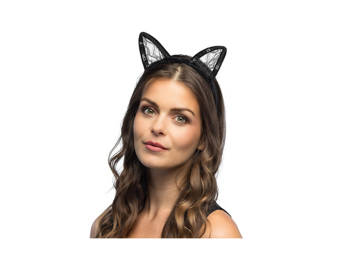 Opaska na głowę koronkowy kot