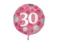 Balon foliowy na trzydziestkę różowy - 45 cm - 1 szt.