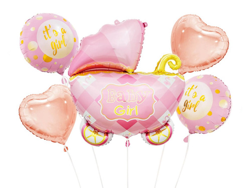 Bouquet of foil balloons Stroller Baby girl - 5 pcs.