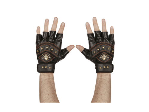 Skóropodobne rękawiczki bez palców z czaszką i piszczelami