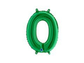Balon foliowy cyfra 0 zielona - 36 cm - 1 szt.