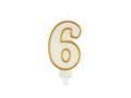 Number candle with gold border - 6 - 1 piece.