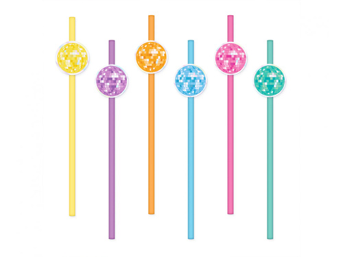 Retro Disco Straws - 19,5 cm - 6 pcs.