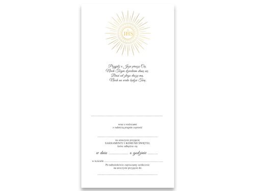 Comunion invitation card & envelope - 6 pcs