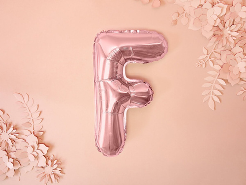 Foil balloon letter "F" pink and gold - 35 cm