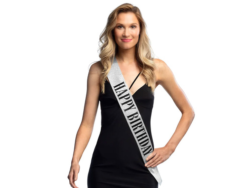 Silver Sash Happy Birthday - 1 szt.