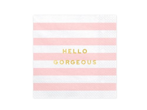 Hello Gorgeous pink striped napkins - 33 cm - 20 pcs.