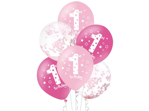 Set of latex balloons for birthday pink - 30 cm - 6 pcs.