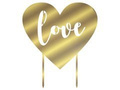 Cake topper heart, gold plexi - 18x20 cm - 1 pc