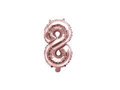 Balon foliowy cyfra 8 złoty róż - 35 cm