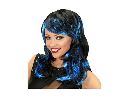 Falowana peruka z niebieskimi pasemkami