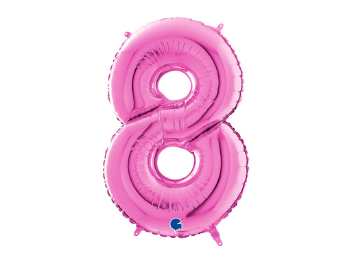 Number 8 fuxia Foil Balloon - 66 cm - 1 pc