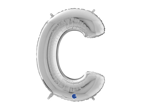 SuperShape Letter "C" Silver Foil Balloon - 66 cm - 1 pc