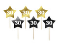 Piks stars for 30th birthday - 7 cm - 6 pcs.