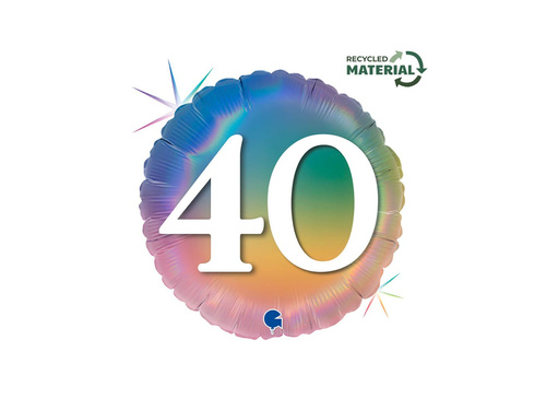 Balon foliowy okrągły Happy 40 tęczowy - 14" - 1 szt.