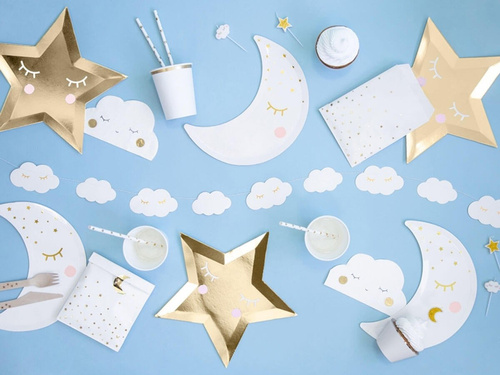 Talerzyki papierowe złote Gwiazdki - Little Star - 27 cm - 6 szt.