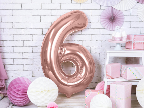 Foil balloon number 6 pink gold - 86 cm - 1 pc.