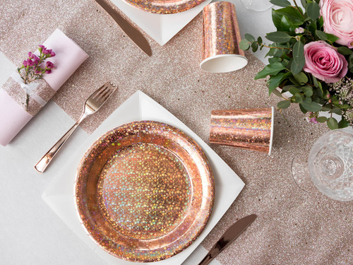 Rose gold holographic cups - 270 ml - 10 pcs.