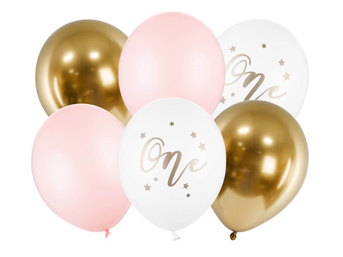 Set of latex balloons One for a girl's birthday - 30 cm - 6 pcs.