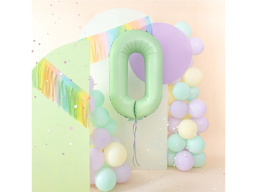 Balon foliowy pistacjowa cyfra 0 - 100 cm - 1 szt.