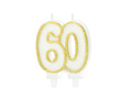 Świeczka na sześćdziesiątkę brokatowa złota - 8,5 cm - 1 szt.