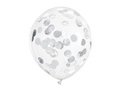 Transparent balloons with silver confetti Circles - 30 cm - 6 pcs.